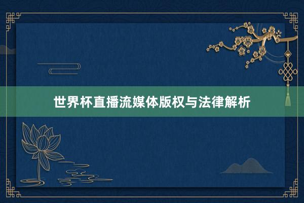 世界杯直播流媒体版权与法律解析